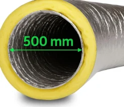 Isolierter Abluftschlauch Ø 500 mm Schalldämmend, feuergeschützt & extra stabil für Growbox, Klimaanlage und Lüftungsanlagen
