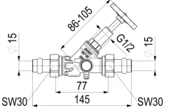 JS FREISTROMVENTIL,PRESS AG MULTI M.ENTL.,ST.SP.,DN15,PRESS 15,DVGW