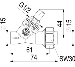 JS RUECKSCHLAGVENTIL, SCHRAEGSITZ AUSG.LOETVERSCHRAUB.,DN15,LOET15