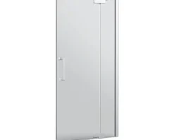 Jungborn Badewannenaufsatz SETTE 80 cm Montage rechts Profilfarbe silber Klarglas mit Schmutzabweisende Glasbeschichtung und Stangengriff