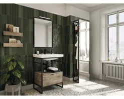 Jungborn Badspiegel 50x80x2 cm Rahmen schwarz matt