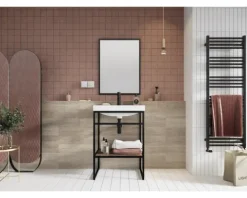 Jungborn Badspiegel 50x80x2 cm Rahmen schwarz matt