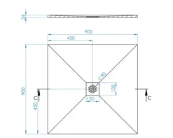 Jungborn Duschwanne CENTO 90 x 90 x 2,4 cm schwarz matt