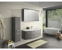 Jungborn Midischrank VENTITRE BxHxT 30 x 121 cm x 33 cm Frontfarbe graphit struktur quer holzdekor