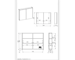Jungborn Spiegelschrank 806 x 140 x 638 mm 2-türig mit beidseitigen Spiegeltüren und Seitenverspiegelung
