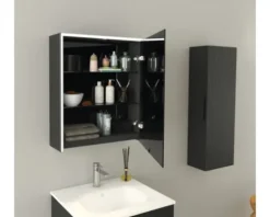 Jungborn Spiegelschrank QUATTRO SEDICI NOVE 60 x 20 x 70 cm schwarz matt 1-türig LED IP 44