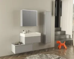 Jungborn Spiegelschrank QUATTRO SEDICI NOVE 80 x 20 x 70 cm grau 2-türig LED IP 44