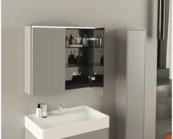 Jungborn Spiegelschrank QUATTRO SEDICI NOVE 80 x 20 x 70 cm grau 2-türig LED IP 44