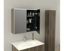 Jungborn Spiegelschrank QUATTRO SEDICI NOVE 80 x 20 x 70 cm nussbaum 2-türig LED IP 44