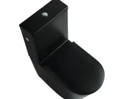 Jungborn spülrandlose WC-Kombination FLORIEL/ONE 64 schwarz matt mit WC-Sitz (Absenkautomatik, Quick-Release leicht abnehmbar)