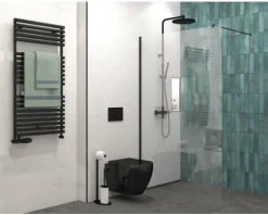 Jungborn Walk In SETTE 80 cm Profilfarbe schwarz Klarglas mit schmutzabweisende Glasbeschichtung