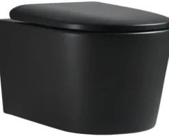 Jungborn Wand-WC Set ONE 53 Tiefspüler ohne Spülrand schwarz matt mit WC-Sitz (Absenkautomatik, Quick-Release leicht abnehmbar) mit Turbo-Flush-Technologie