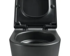 Jungborn Wand-WC Set ONE 53 Tiefspüler ohne Spülrand schwarz matt mit WC-Sitz (Absenkautomatik, Quick-Release leicht abnehmbar) mit Turbo-Flush-Technologie