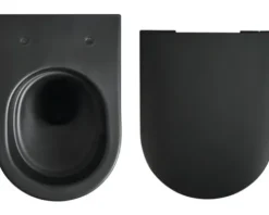 Jungborn Wand-WC Set ONE 53 Tiefspüler ohne Spülrand schwarz matt mit WC-Sitz (Absenkautomatik, Quick-Release leicht abnehmbar) mit Turbo-Flush-Technologie