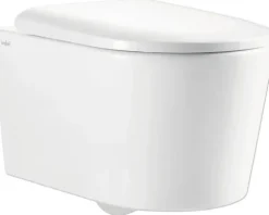 Jungborn Wand-WC Set ONE Tiefspüler ohne Spülrand weiß glänzend beschichtet Nano-Effekt (schmutzabweisend) mit WC-Sitz (Absenkautomatik, Quick-Release leicht abnehmbar) mit Turbo-Flush-Technologie