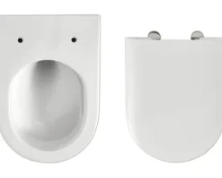 Jungborn Wand-WC Set ONE Tiefspüler ohne Spülrand weiß glänzend beschichtet Nano-Effekt (schmutzabweisend) mit WC-Sitz (Absenkautomatik, Quick-Release leicht abnehmbar) mit Turbo-Flush-Technologie