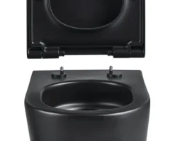 Jungborn Wand-WC Set ONE Tiefspüler ohne Spülrand schwarz matt beschichtet Nano-Effekt (schmutzabweisend) mit WC-Sitz (Absenkautomatik, Quick-Release leicht abnehmbar) mit Turbo-Flush-Technologie