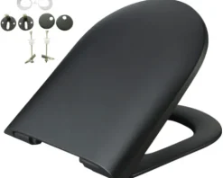Jungborn Wand-WC Set ONE Tiefspüler ohne Spülrand schwarz matt beschichtet Nano-Effekt (schmutzabweisend) mit WC-Sitz (Absenkautomatik, Quick-Release leicht abnehmbar) mit Turbo-Flush-Technologie