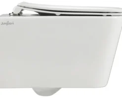 Jungborn Wand-WC Set THREE Tiefspüler ohne Spülrand weiß glänzend mit Beschichtung Nano-Effekt (schmutzabweisend) mit WC-Sitz (Absenkautomatik, Quick-Release leicht abnehmbar), Schallschutzmatte und Turbo-Flush-Technologie