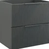 Jungborn Waschbeckenunterschrank QUATTRO BxHxT 60 x 55 x 46 cm Frontfarbe schwarz matt geriffelt inkl. Einzelsiphon