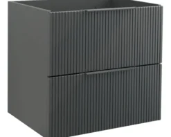 Jungborn Waschbeckenunterschrank QUATTRO BxHxT 60 x 55 x 46 cm Frontfarbe schwarz matt geriffelt inkl. Einzelsiphon