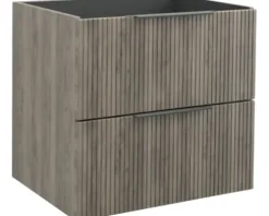 Jungborn Waschbeckenunterschrank QUATTRO BxHxT 60 x 55 x 46 cm Frontfarbe nussbaum geriffelt inkl. Einzelsiphon