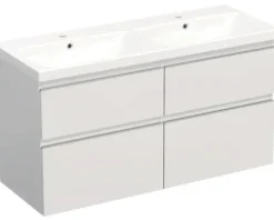Jungborn Waschplatz TRENTA BxHxT 120x65x45 cm weiß glanz mit Doppelwaschtisch Keramik Griffleiste chrom matt