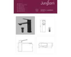Jungborn Waschtischarmatur GAMMA schwarz matt