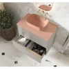 Jungborn Waschtischplatte 606 x 460 mm Kompaktmarmor Terra pink ohne Ausschnitt