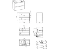 Jungborn Waschtischunterschrank DECEM BxHxT 800 x 635 x 458 mm Frontfarbe fume matt