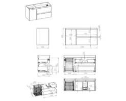 Jungborn Waschtischunterschrank DECEM BxHxT 1200 x 635 x 458 mm rechts Frontfarbe fume matt