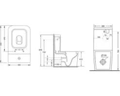 Jungborn WC-Kombination Set THREE Tiefspüler ohne Spülrand weiß glänzend beschichtet Nano-Effekt (schmutzabweisend) mit WC-Sitz (Absenkautomatik, Quick-Release leicht abnehmbar) mit Turbo-Flush-Technologie