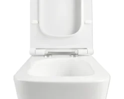 Jungborn WC-Kombination Set THREE Tiefspüler ohne Spülrand weiß glänzend beschichtet Nano-Effekt (schmutzabweisend) mit WC-Sitz (Absenkautomatik, Quick-Release leicht abnehmbar) mit Turbo-Flush-Technologie