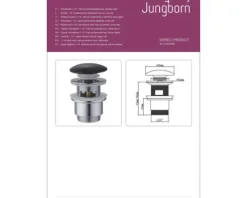 Jungborn Ablaufventil Pop-UP 1 1/4 schwarz matt