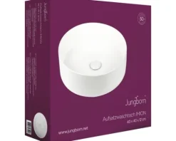 Jungborn Aufsatzwaschbecken IMION 40 cm weiß glänzend inkl. keramischen Ablaufventil