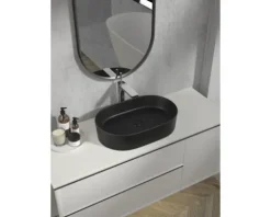 Jungborn Aufsatzwaschbecken ONE 60 x 38 cm schwarz matt inkl. keramischen Ablaufventil