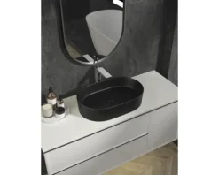 Jungborn Aufsatzwaschbecken ONE 60 x 38 cm schwarz matt inkl. keramischen Ablaufventil