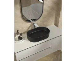 Jungborn Aufsatzwaschbecken ONE 60 x 38 cm schwarz matt inkl. keramischen Ablaufventil