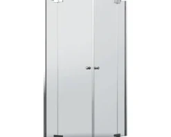 Jungborn Eckeinstieg SETTE 75 x 75 cm Profilfarbe chrom Klarglas mit schmutzabweisende Glasbeschichtung und Puffergriff
