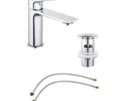 Jungborn Einhebel Waschtischarmatur GAMMA M mit Push-Open Ablaufventil DVGW geprüft chrom glänzend