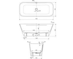 Jungborn Freistehende Badewanne THREE 70 x 170 cm weiß glänzend