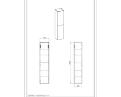 Jungborn Hochschrank BxHxT 400 x 1800 mm x 352 mm Frontfarbe weiß hochglanz