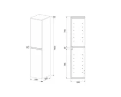 Jungborn Hochschrank TRENTA BxHxT 35 x 161,8 cm x 35 cm Frontfarbe grün Salvia matt TRE SV 35 P B A9146