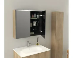 Jungborn Spiegelschrank QUATTRO SEDICI NOVE 80 x 20 x 70 cm tabacco 2-türig LED IP 44