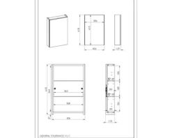 Jungborn Spiegelschrank 406 x 129 x 618 mm grau 1-türig mit einseitiger Spiegeltür und Seitenverspiegelung