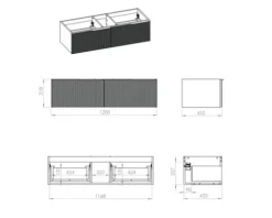 Jungborn Unterschrank NONUS BxHxT 1200 x 318 mm x 453 mm Frontfarbe fume matt
