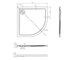 Jungborn Viertelkreis-Duschwanne CINQUE 90 x 90 x 2.5 cm weiß glänzend 6032090