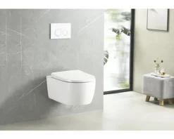 Jungborn Wand-WC Set FIVE 53 Tiefspüler ohne Spülrand weiß glänzend mit Beschichtung und Turbo-Flush-Technologie sowie WC-Sitz (Absenkautomatik, Quick-Release leicht abnehmbar)