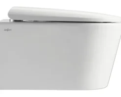 Jungborn Wand-WC Set ONE Tiefspüler ohne Spülrand kurz weiß glänzend mit Beschichtung Nano-Effekt (schmutzabweisend) mit WC-Sitz (Absenkautomatik, Quick-Release leicht abnehmbar), Schallschutzmatte und Turbo-Flush-Technologie