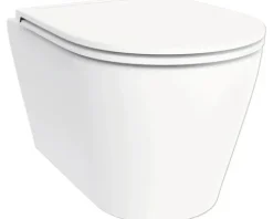 Jungborn Wand-WC Set SIX Tiefspüler ohne Spülrand weiß glänzend mit Beschichtung Nano-Effekt mit WC-Sitz (Absenkautomatik, Quick-Release leicht abnehmbar), Schallschutzmatte und Turbo-Flush-Technologie